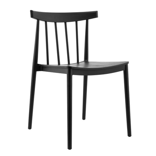 Lot De 4 Chaises De Terrasse Noires En Plastique