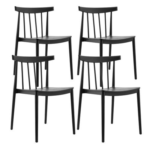 Lot De 4 Chaises De Terrasse Noires En Plastique