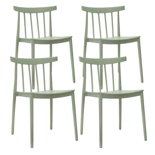 Lot De 4 Chaises De Terrasse Vert Sauge En Plastique