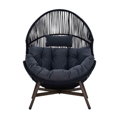 Fauteuil De Jardin Oeuf Sur Pied En Rotin Synthétique 142 Cm Noir