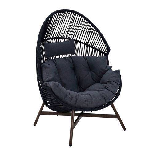 Fauteuil De Jardin Oeuf Sur Pied En Rotin Synthétique 142 Cm Noir
