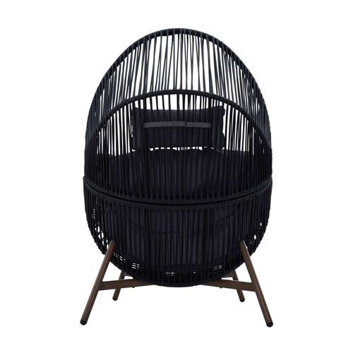 Fauteuil De Jardin Oeuf Sur Pied En Rotin Synthétique 142 Cm Noir