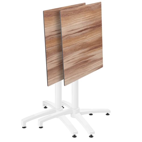 Table 60x60 Cm Inclinable Stratifiée Avec Pied Blanc Et Chaises En Métal, Opera Blanc - Opéra