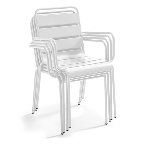 Table 60x60 Cm Inclinable Stratifiée Avec Pied Blanc Et Chaises En Métal, Opera Blanc - Opéra