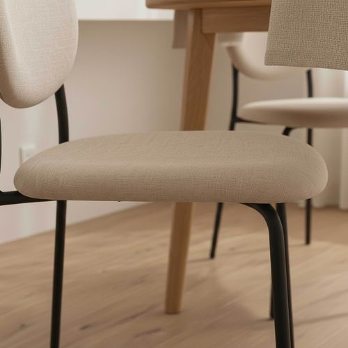 Lot De 2 Chaises En Acier Et Tissu Beige