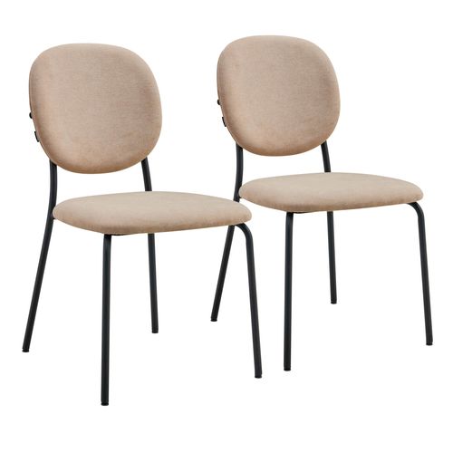 Lot De 2 Chaises En Acier Et Tissu Beige