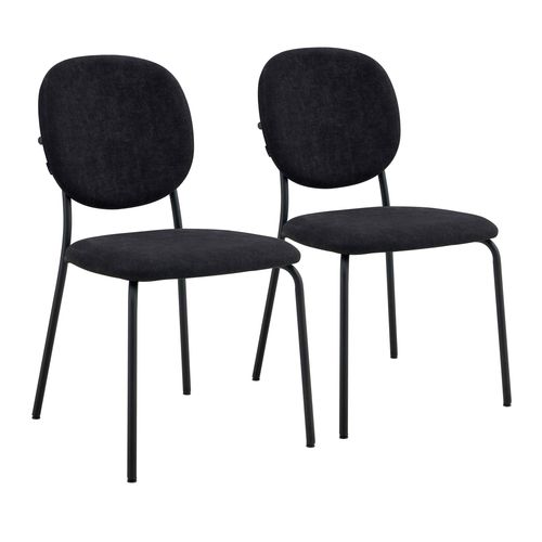 Lot De 2 Chaises En Acier Et Tissu Noir