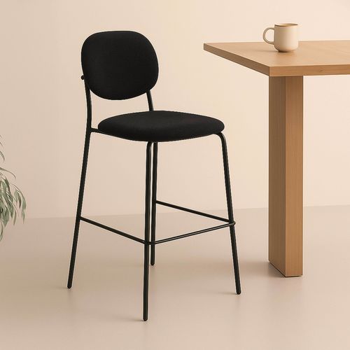 Lot De 2 Chaises Hautes En Acier Et Tissu Noir