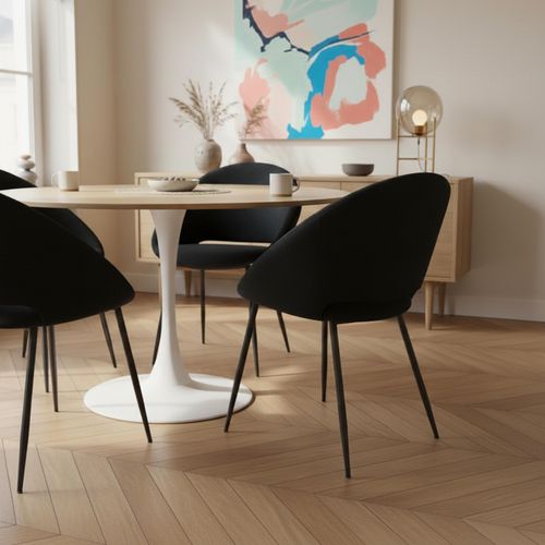 Lot De 2 Chaises En Acier Et Velours Noir