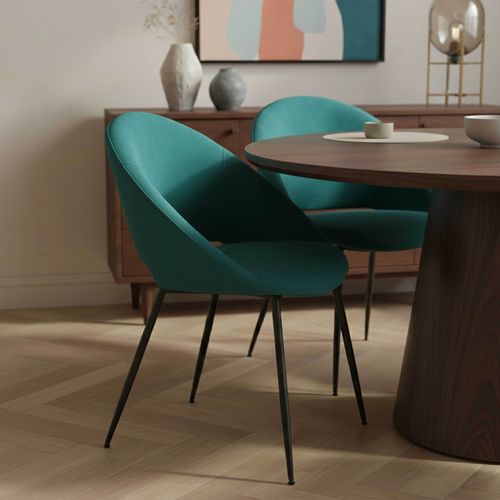 Lot De 2 Chaises En Acier Et Velours Bleu