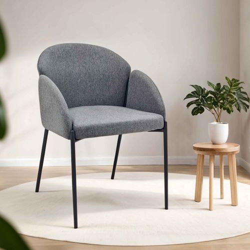 Lot De 2 Chaises En Acier Et Tissu Gris Anthracite