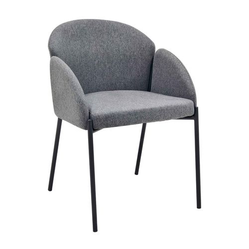 Lot De 2 Chaises En Acier Et Tissu Gris Anthracite