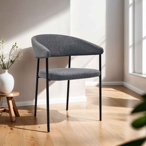Lot De 2 Fauteuils En Contreplaqué Et Tissu Gris Anthracite Adele