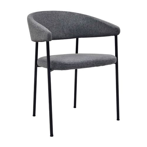 Lot De 2 Fauteuils En Contreplaqué Et Tissu Gris Anthracite Adele