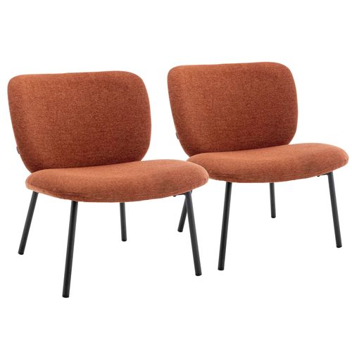 Lot De 2 Fauteuils Relax En Acier Et Tissu Terracotta Jaden