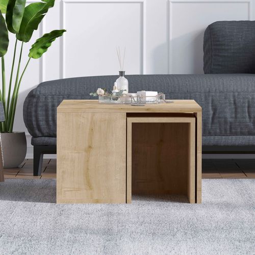 Table Basse Gigogne Polyvalente Mélaminé Effet Bois