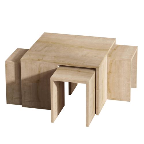 Table Basse Gigogne Polyvalente Mélaminé Effet Bois