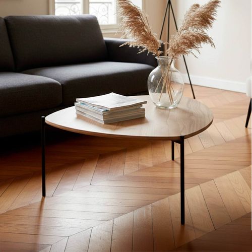 Table Basse Triangulaire En Acier Et Effet Bois