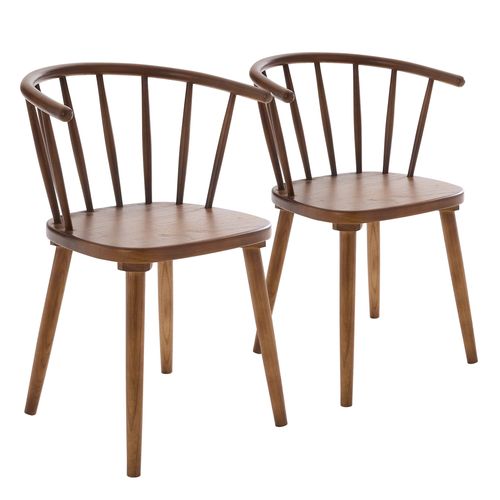 Lot De 2 Chaises Marron En Bois D'orme