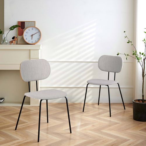 Lot De 2 Chaises Design En Acier Et Bois Gris