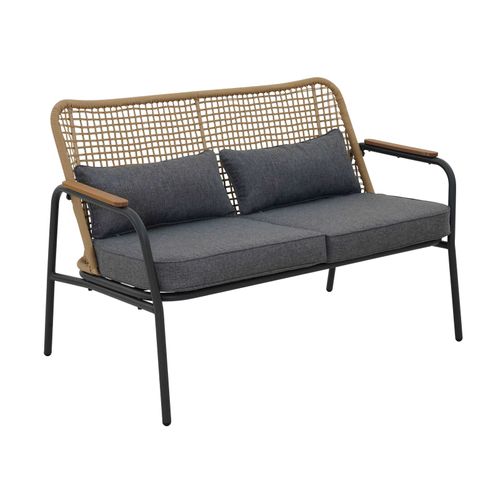 Salon De Jardin 4 Places En Rotin Synthétique Bois/gris Kenya