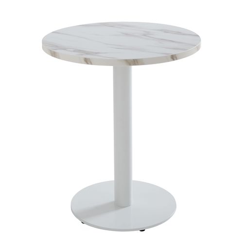 Plateau De Table Rond En Mélaminé 60 Cm Marbre Blanc Rivoli
