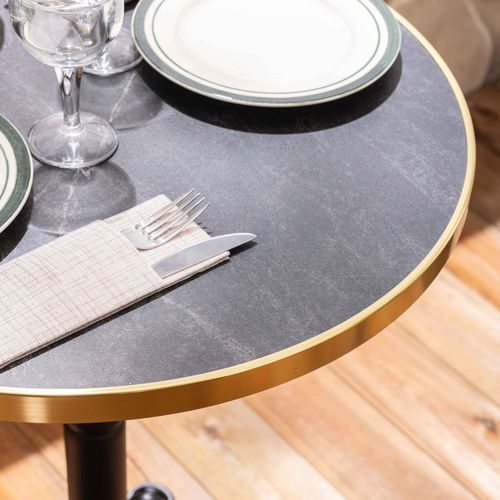 Plateau De Table Contreplaqué Revêtement Stratifié Marbre Noir/doré