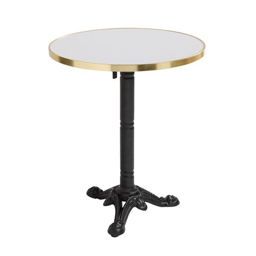 Plateau De Table Rond Blanc Avec Cerclage Doré 60 Cm Montmartre