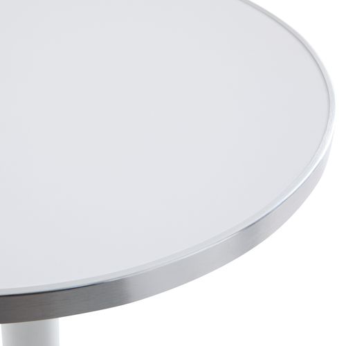 Plateau De Table Rond Blanc Avec Cerclage Argent 60 Cm Montmartre