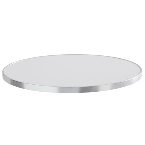 Plateau De Table Rond Blanc Avec Cerclage Argent 60 Cm Montmartre