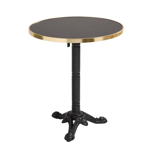 Plateau De Table Rond Noir Avec Cerclage Doré 60 Cm Montmartre
