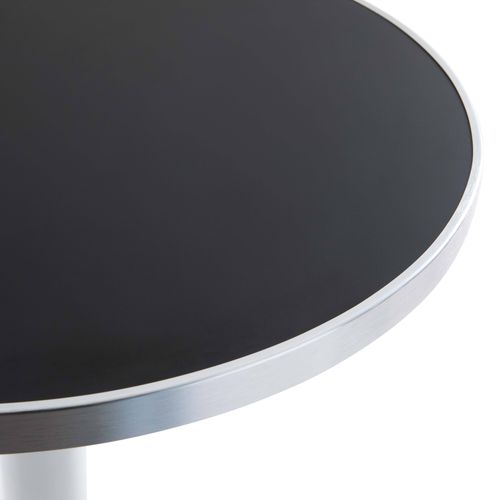 Plateau De Table Rond Noir Avec Cerclage Argent 60 Cm Montmartre