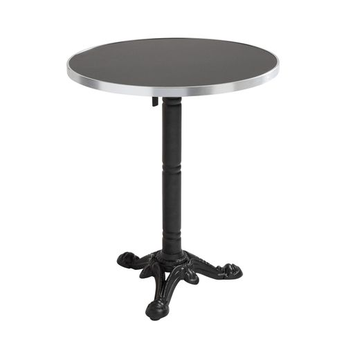 Plateau De Table Rond Noir Avec Cerclage Argent 60 Cm Montmartre