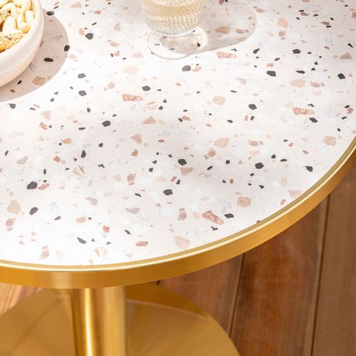 Plateau De Table Rond Terrazzo Avec Cerclage Doré 60 Cm Montmartre