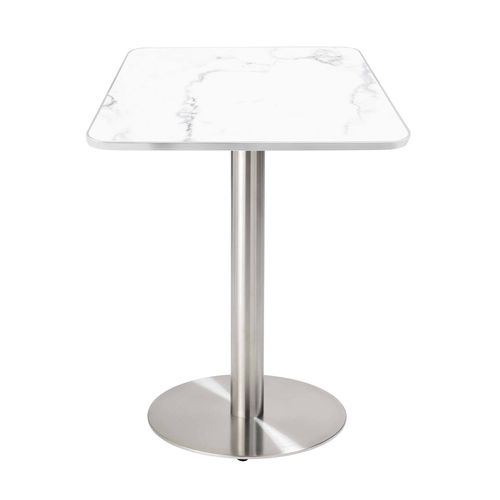 Plateau De Table Carré Marbre Blanc Cerclage Argent 60cm Montmartre