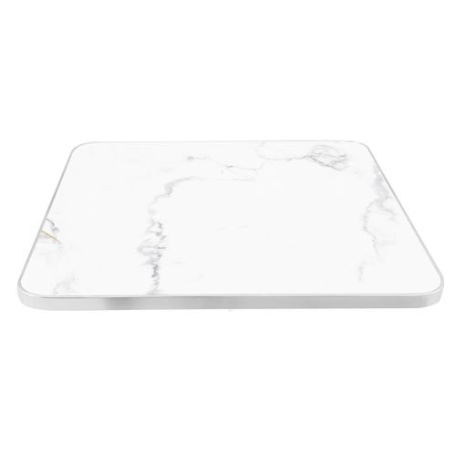 Plateau De Table Carré Marbre Blanc Cerclage Argent 60cm Montmartre