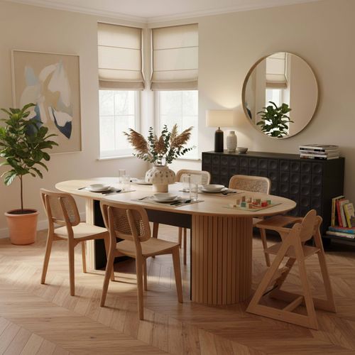 Table à Manger Avec Plateau En Mdf Plaqué Chêne 10 Personnes