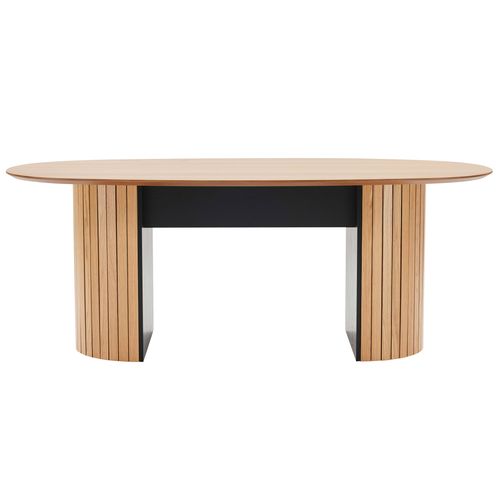 Table à Manger Avec Plateau En Mdf Plaqué Chêne 10 Personnes