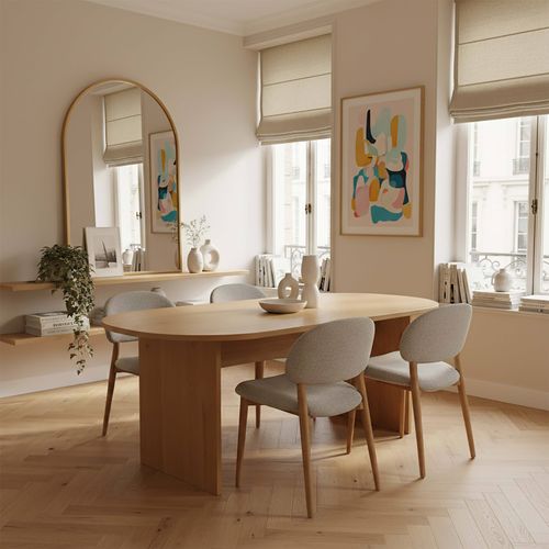 Table à Manger Ovale En Mélaminé Bois 8 Places