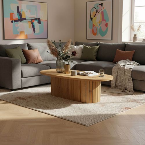 Table Basse Ovale En Mélaminé Bois