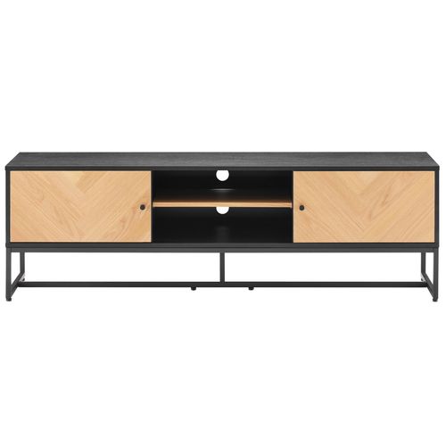 Meuble TV En Panneaux De Particules Plaqué Chêne Mélaminé 160 Cm Marceau