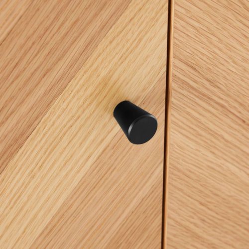 Buffet 3 Portes Décor Mélaminé 160 Cm Chêne Et Noir