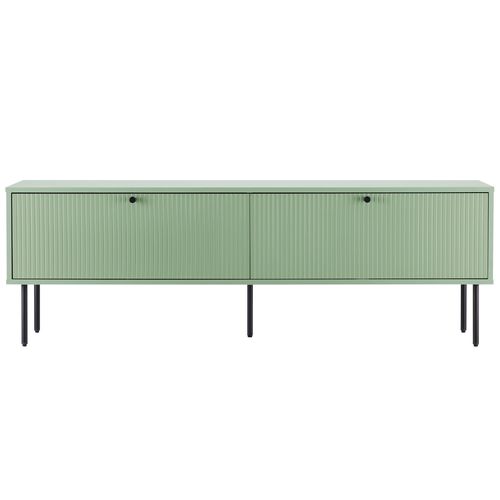 Meuble TV 2 Portes En Acier Et Mdf Décor Mélaminé 150 Cm Vert Sauge