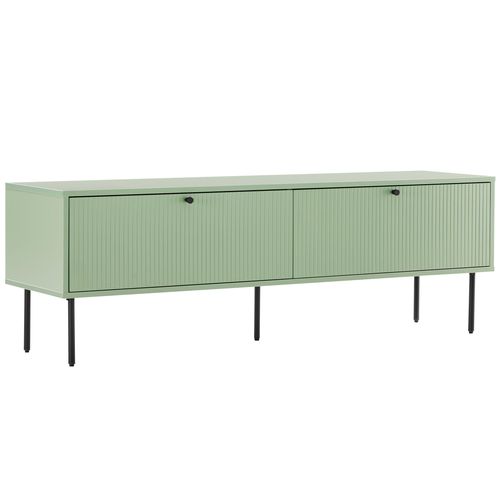 Meuble TV 2 Portes En Acier Et Mdf Décor Mélaminé 150 Cm Vert Sauge