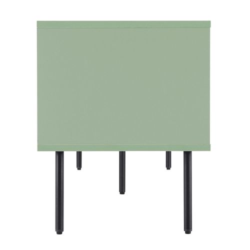 Meuble TV 2 Portes En Acier Et Mdf Décor Mélaminé 150 Cm Vert Sauge