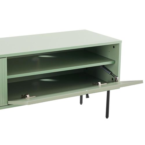Meuble TV 2 Portes En Acier Et Mdf Décor Mélaminé 150 Cm Vert Sauge