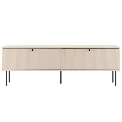 Meuble TV 2 Portes En Acier Et Mdf Décor Mélaminé 150 Cm Beige