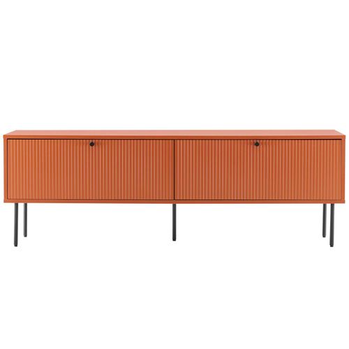 Meuble TV 2 Portes En Acier Et Mdf Décor Mélaminé 150 Cm Orange