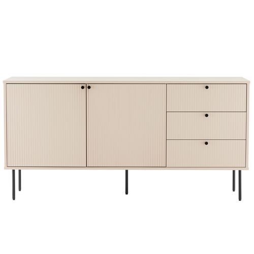 Buffet 2 Portes Et 3 Tiroirs Décor Mélaminé 150 Cm Beige