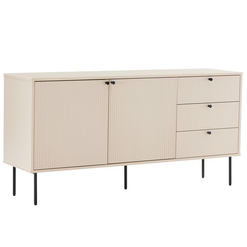 Buffet 2 Portes Et 3 Tiroirs Décor Mélaminé 150 Cm Beige
